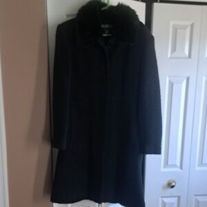 Mixit Black Coat with Faux Fur Collar